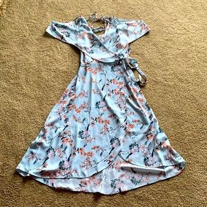 Spirit of Grace, wrap dress. Lt blue pink flowers